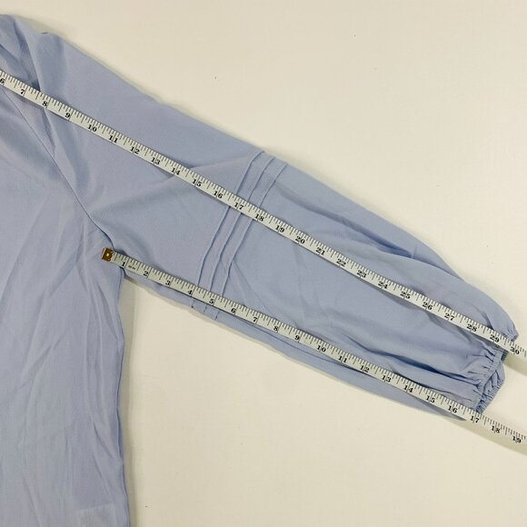 Social Standard by Sanctuary Women's Top L Long Sleeve Peasant Shirt Blue - Picture 8 of 12